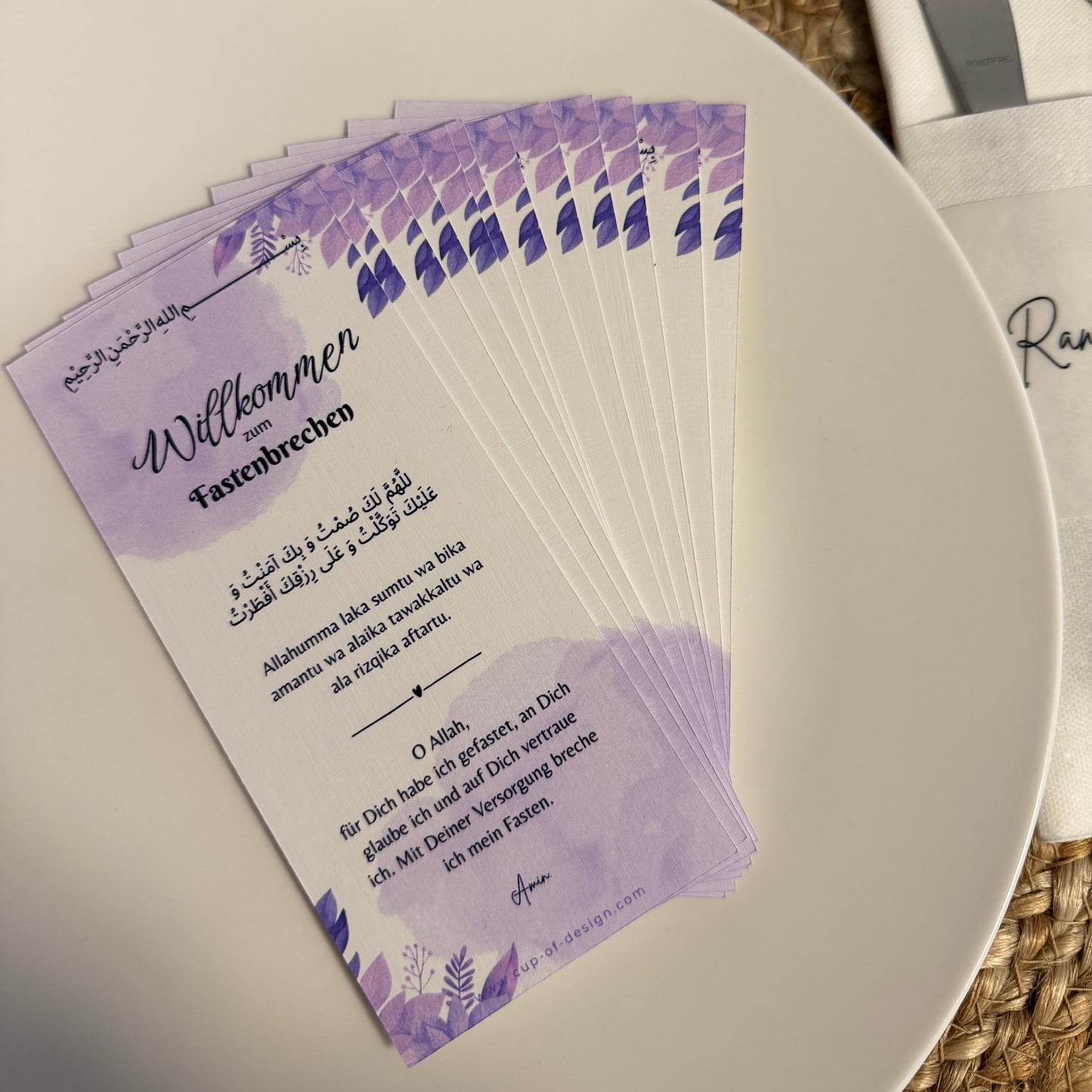 Dua-Tellerkarten - Iftar Dua für den Tisch