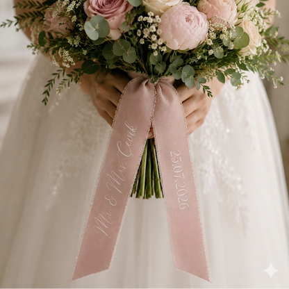 Straußband pastel rosa wedding Strauß personalisiert