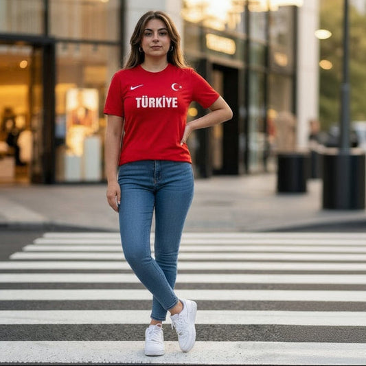 Frau mit Nike Türkiye Trikot