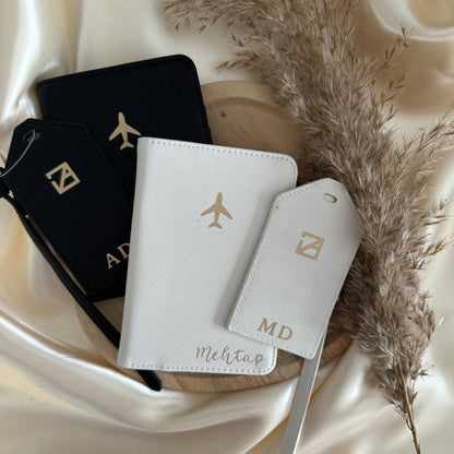 Gift Set of 2 Personalized Passport Covers &amp; Luggage Tags