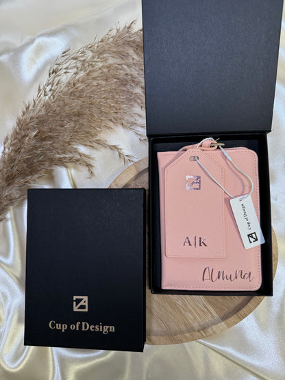 Gift Set of 2 Personalized Passport Covers &amp; Luggage Tags